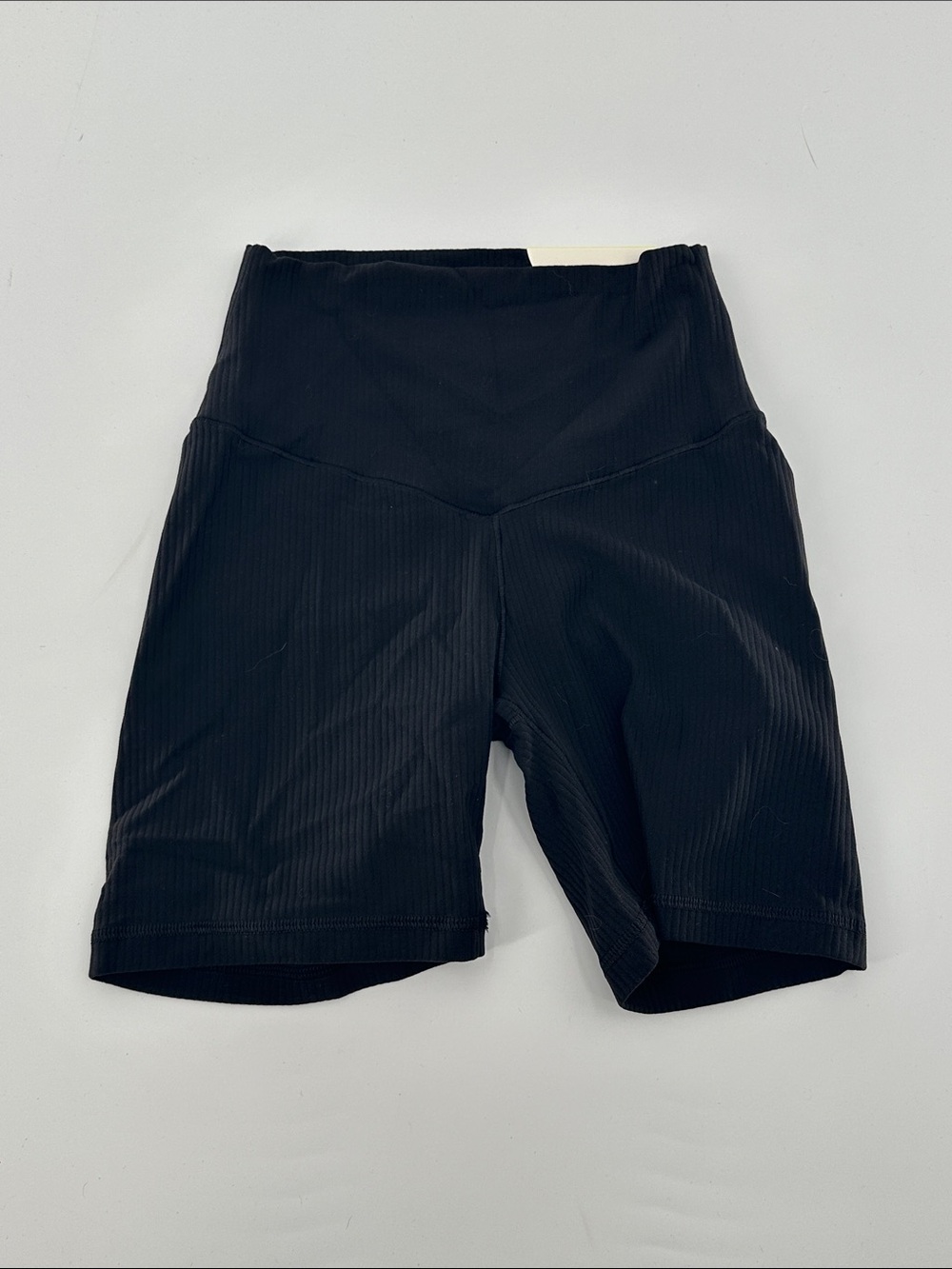 aerie Black Ribbed High-Rise Bike Shorts